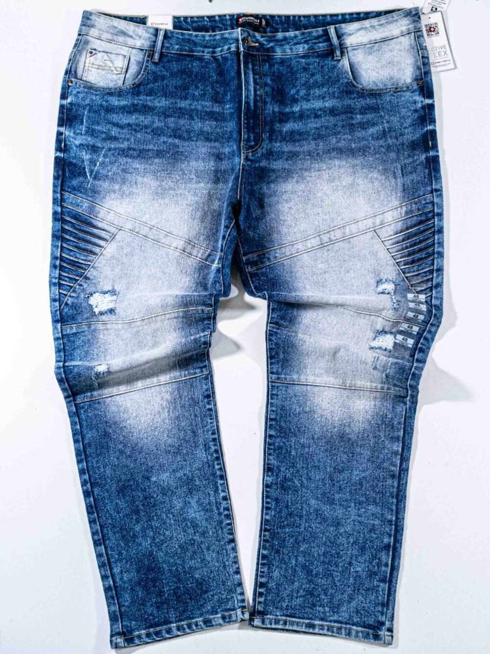 SouthPole Bleached Moto Jeans Mens 48x33 Y2K Cyber Baggy Hip Hop Streetwear